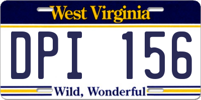 WV license plate DPI156