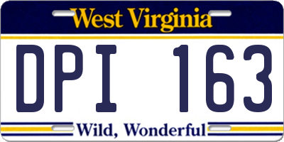 WV license plate DPI163