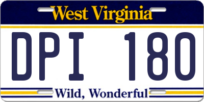 WV license plate DPI180