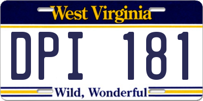 WV license plate DPI181