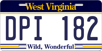 WV license plate DPI182