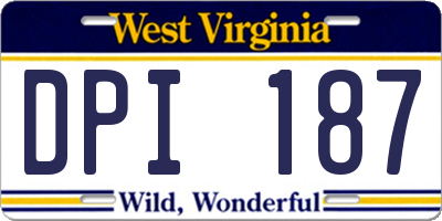 WV license plate DPI187