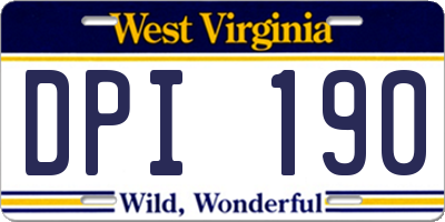 WV license plate DPI190