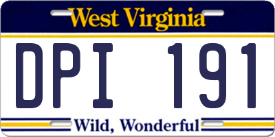 WV license plate DPI191