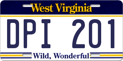 WV license plate DPI201