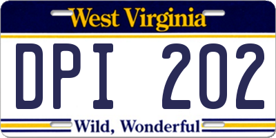 WV license plate DPI202