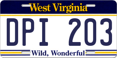 WV license plate DPI203