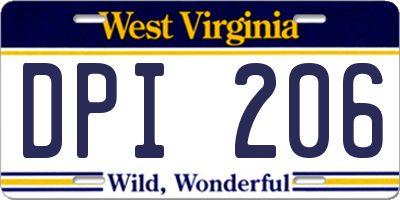 WV license plate DPI206