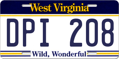 WV license plate DPI208