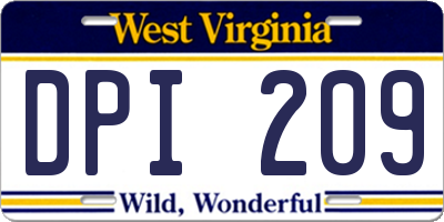 WV license plate DPI209