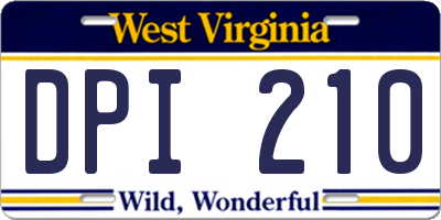 WV license plate DPI210