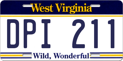 WV license plate DPI211