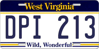 WV license plate DPI213