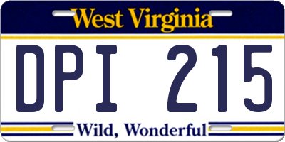 WV license plate DPI215