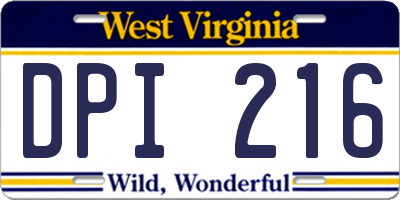 WV license plate DPI216