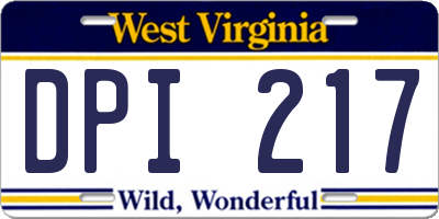 WV license plate DPI217