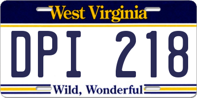 WV license plate DPI218