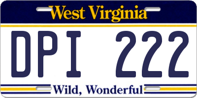 WV license plate DPI222