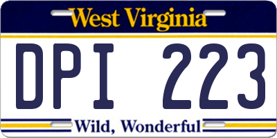 WV license plate DPI223