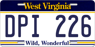 WV license plate DPI226
