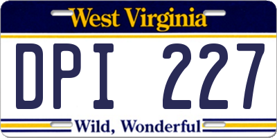WV license plate DPI227