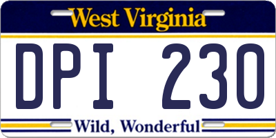 WV license plate DPI230
