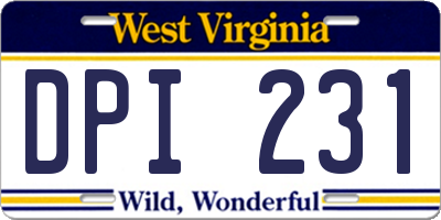 WV license plate DPI231