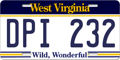 WV license plate DPI232