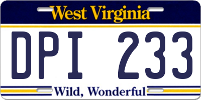 WV license plate DPI233