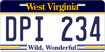 WV license plate DPI234