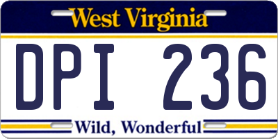 WV license plate DPI236