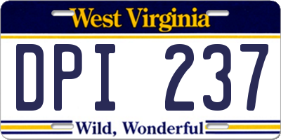 WV license plate DPI237