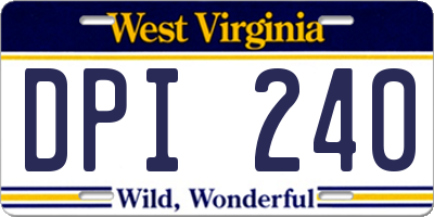 WV license plate DPI240
