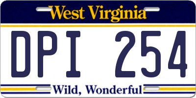 WV license plate DPI254