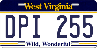 WV license plate DPI255