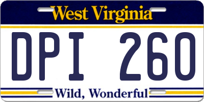 WV license plate DPI260