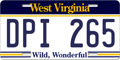 WV license plate DPI265