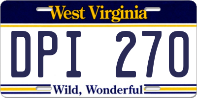 WV license plate DPI270