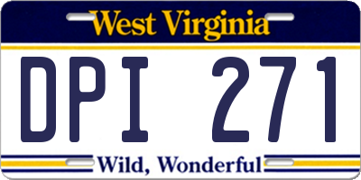 WV license plate DPI271