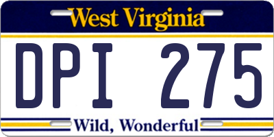 WV license plate DPI275