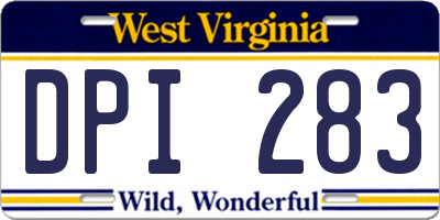 WV license plate DPI283