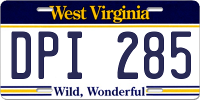 WV license plate DPI285