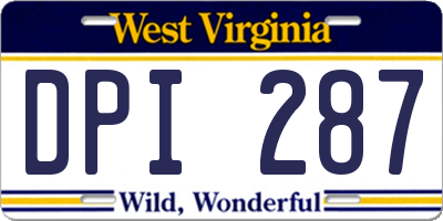 WV license plate DPI287