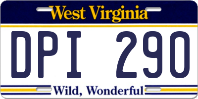 WV license plate DPI290