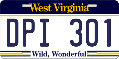 WV license plate DPI301
