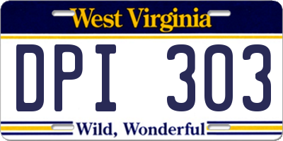WV license plate DPI303