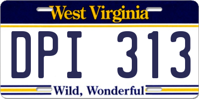 WV license plate DPI313