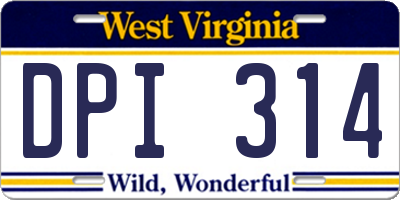 WV license plate DPI314