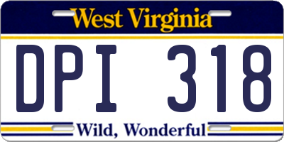 WV license plate DPI318