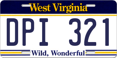 WV license plate DPI321